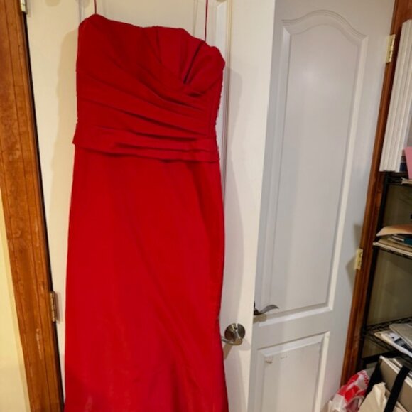 Pamella Roland Strapless Red Evening Gown, Size 12 - Picture 1 of 5